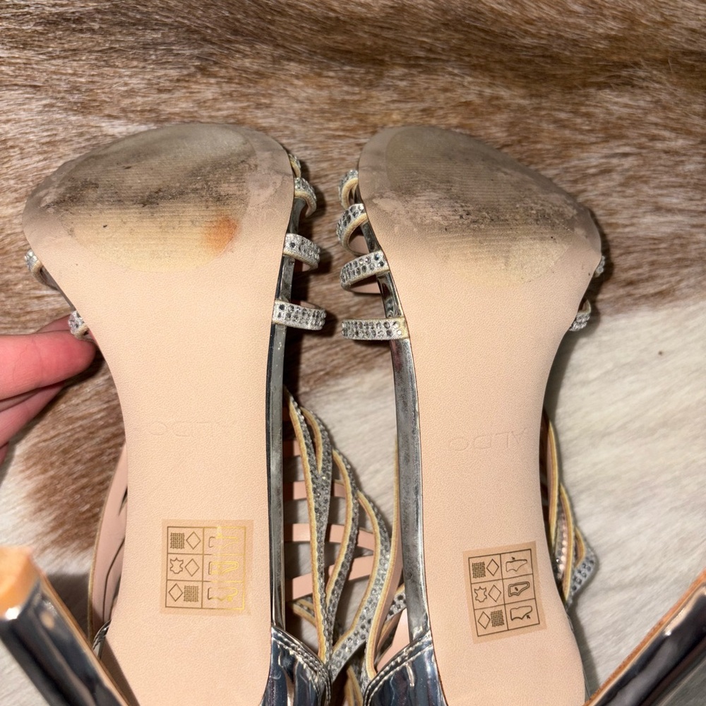 Aldo Silver Strappy High Heel Sandals - Picture 8 of 8